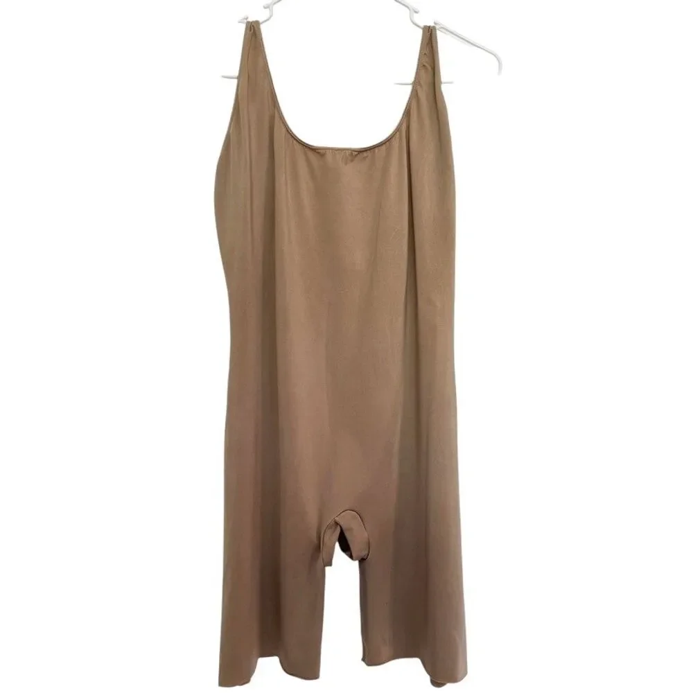 Spanx Slimplicity Open-Bust Mid Thigh Bodysuit Size 2X Nude Shape Wear Plus Size
